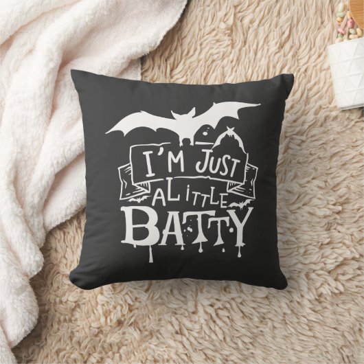 私はちょうど少しバティ面白いハロウィーンかわいいこうもり クッション (ブランケット)