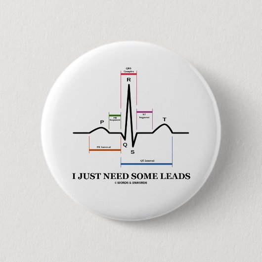 私はちょうど必要としますある鉛(ECG/EKGの心拍)を 缶バッジ (正面)