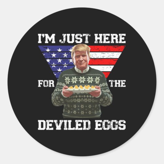 私はちょうど悪魔の卵のトランプのクリスマスのためにここにいる ラウンドシール (正面)