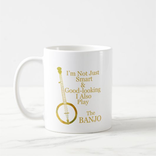 私はちょうど頭が切れるで、格好良いバンジョーではないです コーヒーマグカップ (左)