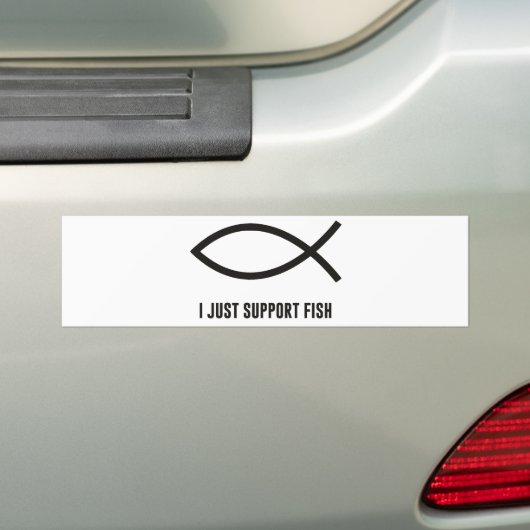 私はちょうど魚のIchthysの記号を支えます バンパーステッカー (車上)
