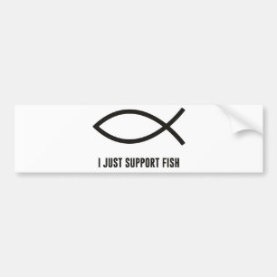 私はちょうど魚のIchthysの記号を支えます バンパーステッカー