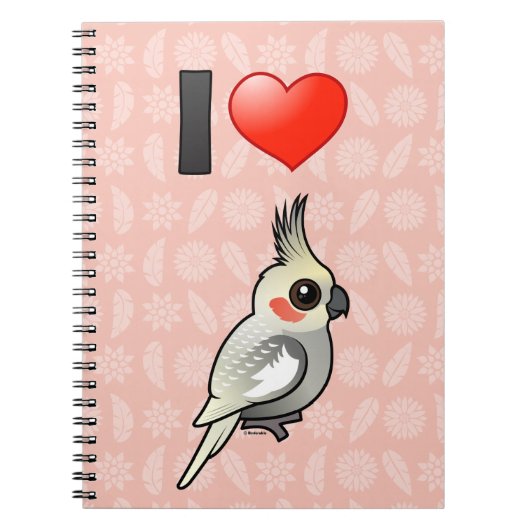 私はちりばめられたCockatielsを愛します ノートブック (正面)