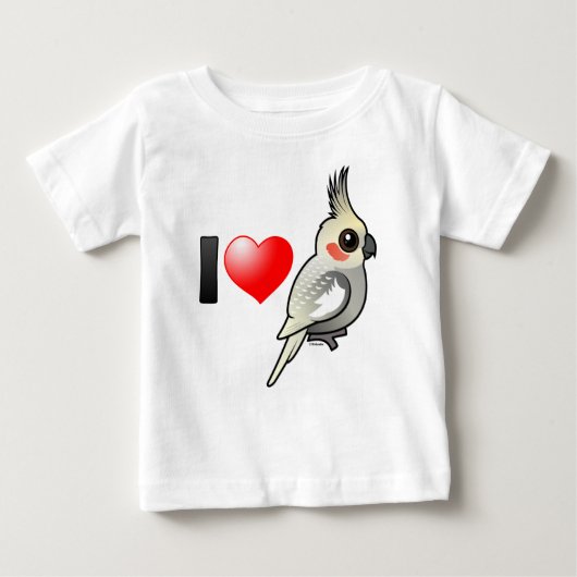 私はちりばめられたCockatielsを愛します ベビーTシャツ (正面)
