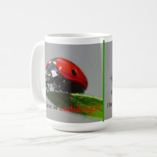 私はてんとう虫のマグで信じます コーヒーマグカップ (正面左)