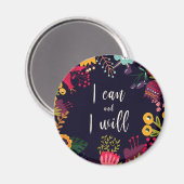 "私はできる私は行く"感動的引用文+花 マグネット (正面/裏面)