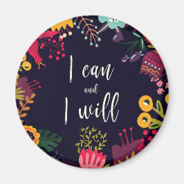 "私はできる私は行く"感動的引用文+花 マグネット