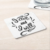 私はでき、 スクエアペーパーコースター (アングル)