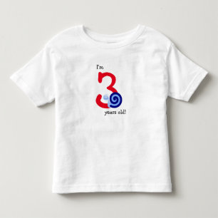 "私はです3歳!" + かわいく幸せで青いかたつむり トドラーTシャツ