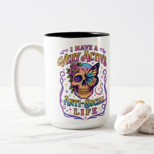 私はとても活動的だ.... ツートーンマグカップ (ドーナツ)