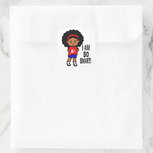 私はとても頭が切れるです! 女の子のステッカー スクエアシール (バッグ)