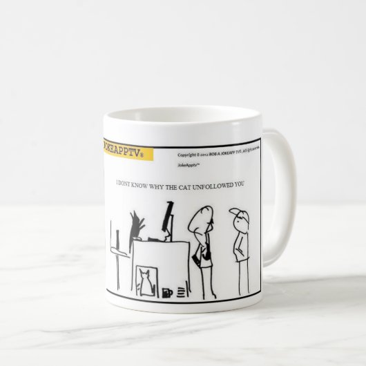 私はなぜ猫のUnfollowedのコーヒーマグ知りません コーヒーマグカップ (正面右)