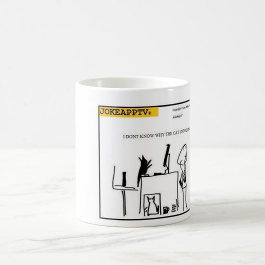 私はなぜ猫のUnfollowedのコーヒーマグ知りません コーヒーマグカップ (中央)