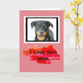 私はのお母さんカスタムな犬の写真の挨拶状愛します カード (黄色い花)