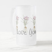 私はのお母さん愛します! かわいい花の芸術のマグ フロストグラスビールジョッキ (正面左)
