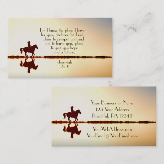 私はのためのジェレミアの29:11私が持っている計画、馬を知っています 名刺 (正面/裏面)