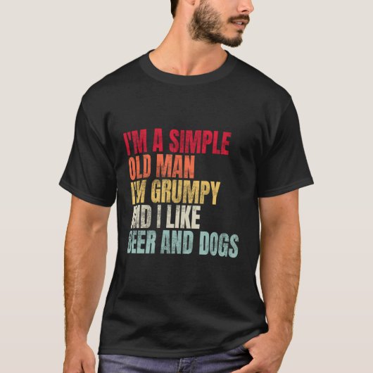 私はのシンプル老人で不機嫌でビールが好き Tシャツ (正面)