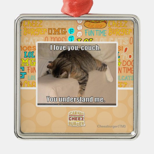 私はのソファ愛します メタルオーナメント (正面)