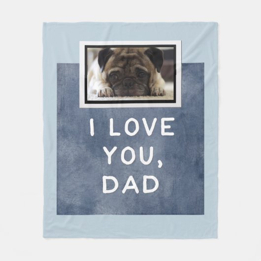 私はのパパの濃紺のカスタムな写真毛布愛します フリースブランケット (正面)
