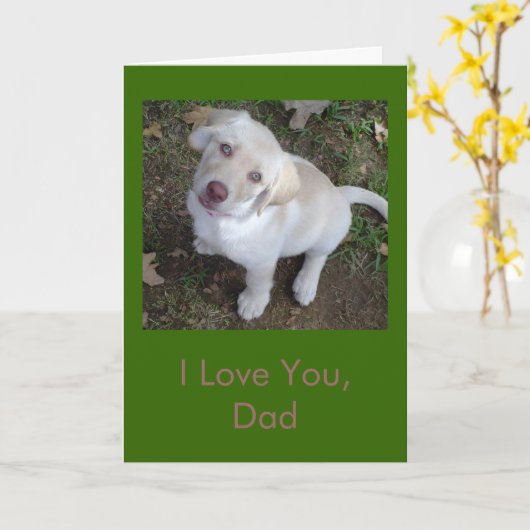 私はのパパ-イエロー・ラブラドール・レトリーバーの子犬の父の日愛します カード (黄色い花)