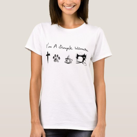 私はの女シンプル性イエスキードドッグコーヒー裁縫 Tシャツ (正面)