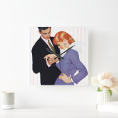 私はのGirlママ愛します スクエア壁時計 (ホーム)