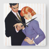 私はのGirlママ愛します スクエア壁時計 (正面)