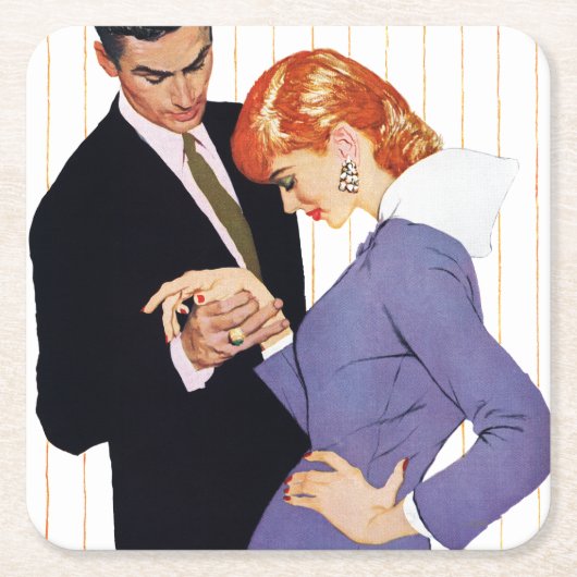 私はのGirl 2ママ愛します スクエアペーパーコースター (正面)