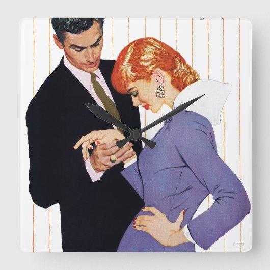 私はのGirl 2ママ愛します スクエア壁時計 (正面)