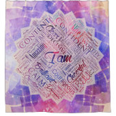 私ははすの断言の単語の雲の芸術です シャワーカーテン (正面)