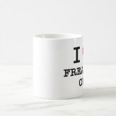 私はひどく神経質になることを愛します コーヒーマグカップ (中央)