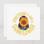 私はひまわりだ かわいいユーモアの花 招待状 (正面/裏面)