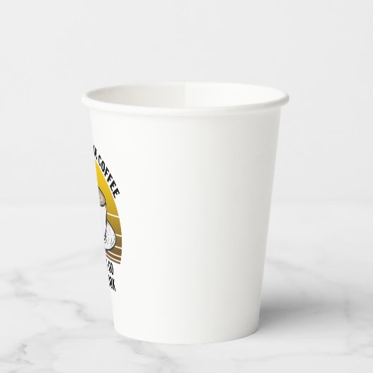 私はまずコーヒーを飲み、それから仕事に行く 紙コップ (左)