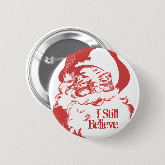私はまだサンタクロースにレトロのおもしろいなボタンを信じます 缶バッジ (正面&裏面)