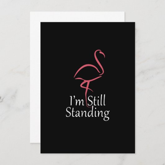 私はまだ乳がんを克服したフラミンゴに立っている 招待状 (正面/裏面)