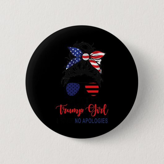 私はまだ愛国心を謝罪しないトランプの女の子 缶バッジ (正面)
