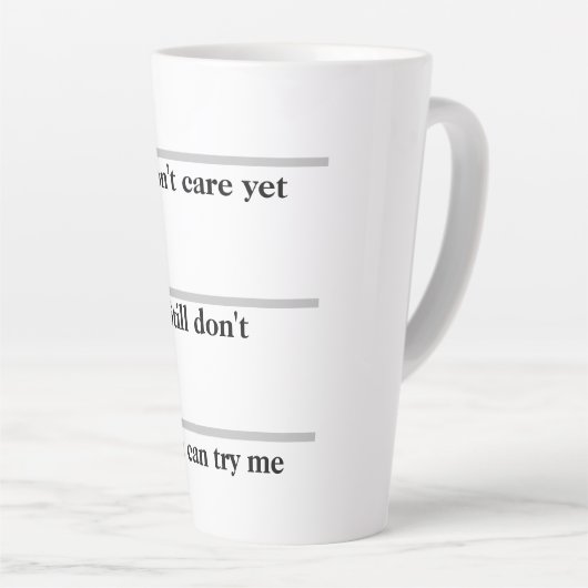 私はまだ気に引用文おもしろいタイポグラフィコーヒー/ カフェラテマグ (右アングル)