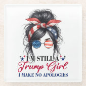 私はまだ申し訳ない切り株の女だ ガラスコースター (正面)