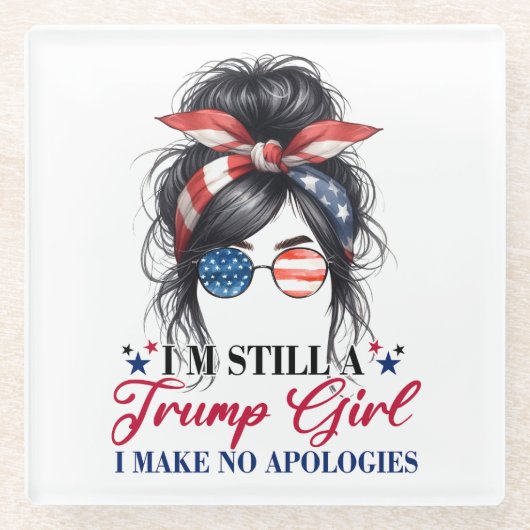 私はまだ申し訳ない切り株の女だ ガラスコースター (正面)