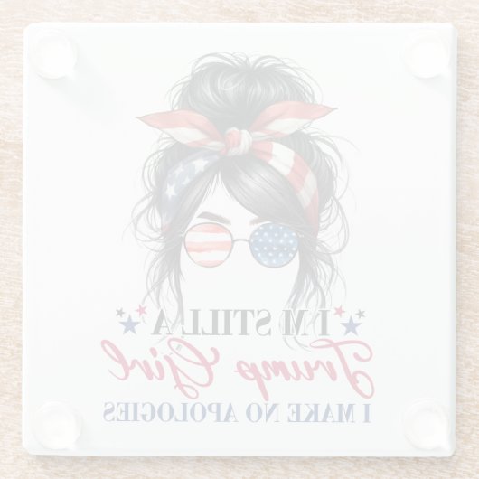 私はまだ申し訳ない切り株の女だ ガラスコースター (裏面)