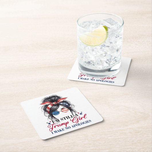 私はまだ申し訳ない切り株の女だ スクエアペーパーコースター (インサイチュ)