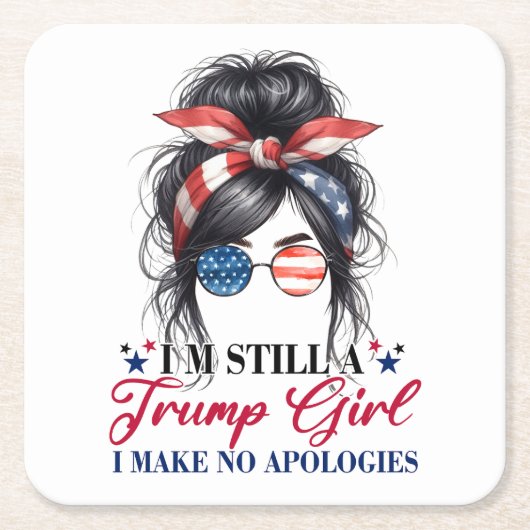 私はまだ申し訳ない切り株の女だ スクエアペーパーコースター (正面)