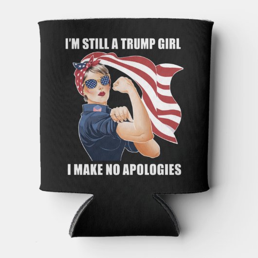 私はまだ私は謝罪を切り詰めていないトランプ女だ 缶クーラー (正面)