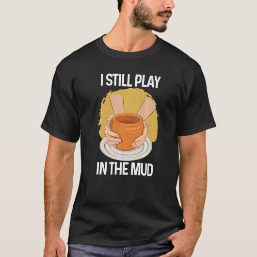私はまだ遊泥壺の粘土の陶器に Tシャツ (正面)