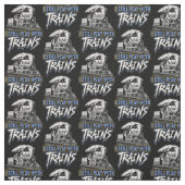 私はまだ遊電車の蒸気機関を黒に乗せている ファブリック (見本)