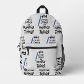 私はまだThingの書おもしろい作家のロゴ プリントバックパック (正面)