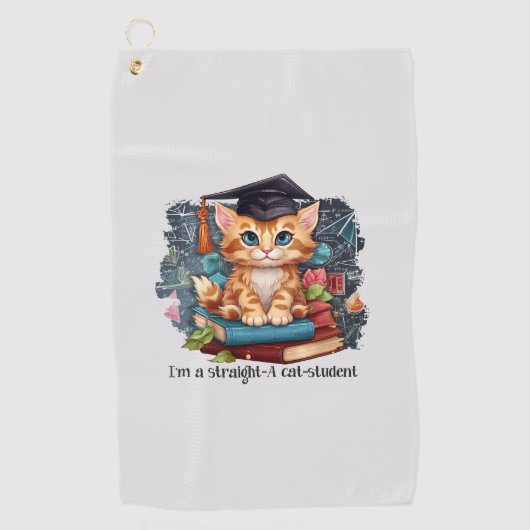 私はまっすぐな猫学生だ ゴルフタオル (正面)