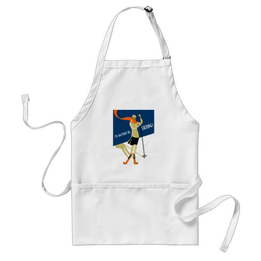 私はむしろスキーをしていました! ヴィンテージのデザインのスキーヤー スタンダードエプロン (正面)