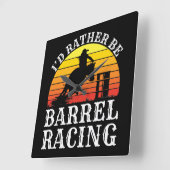 私はむしろバレルレースレトロ女性のカーボーイロデオT- スクエア壁時計 (傾斜)