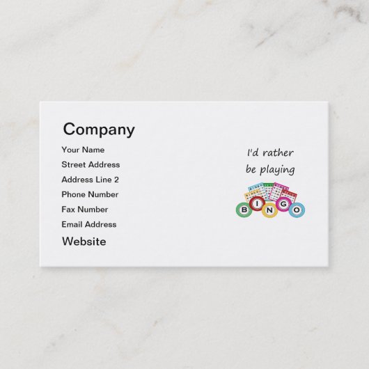 私はむしろビンゴを遊んでいました 名刺 (正面)